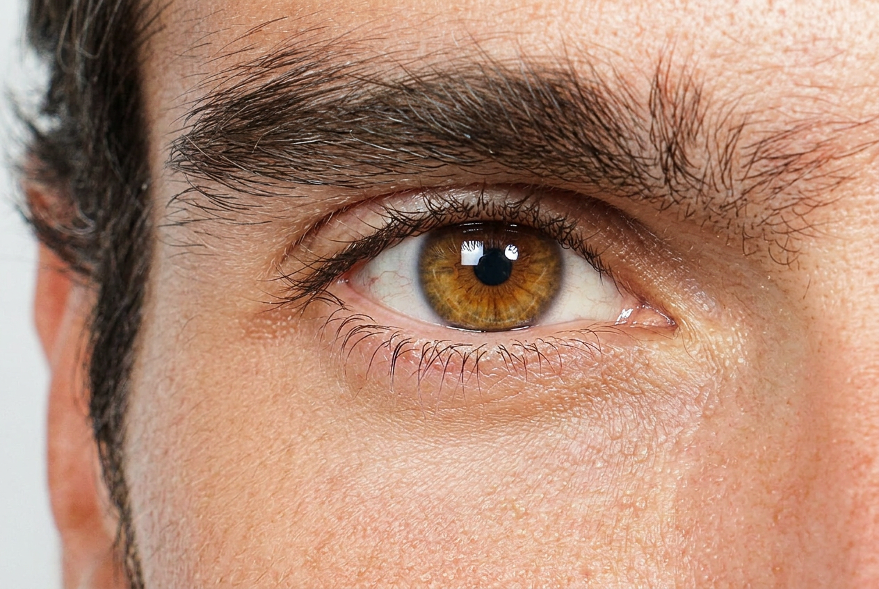 Portrait rapproché d'une barbe et de sourcils soignés
